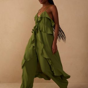 Strapless Ruffled Crepe Tunic