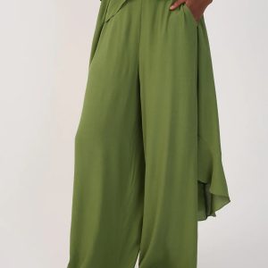 Wide-Leg Crepe Pants