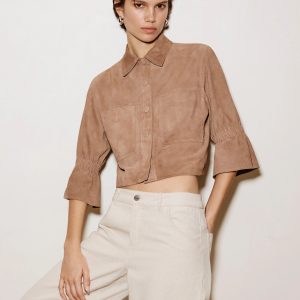 Carolina Suede Ruffle Sleeve Jacket