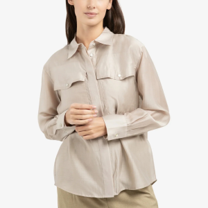 Sheer Blouse With Chest Pocket