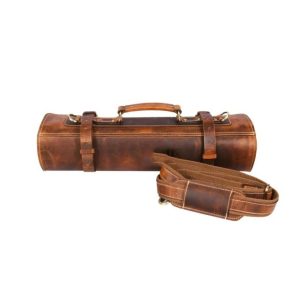 full grain leather chef's knife roll