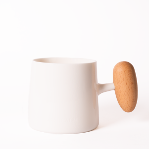 nordic ceramic mug with beech handle