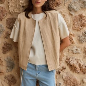 Woven Oversized Sleeveless Vest